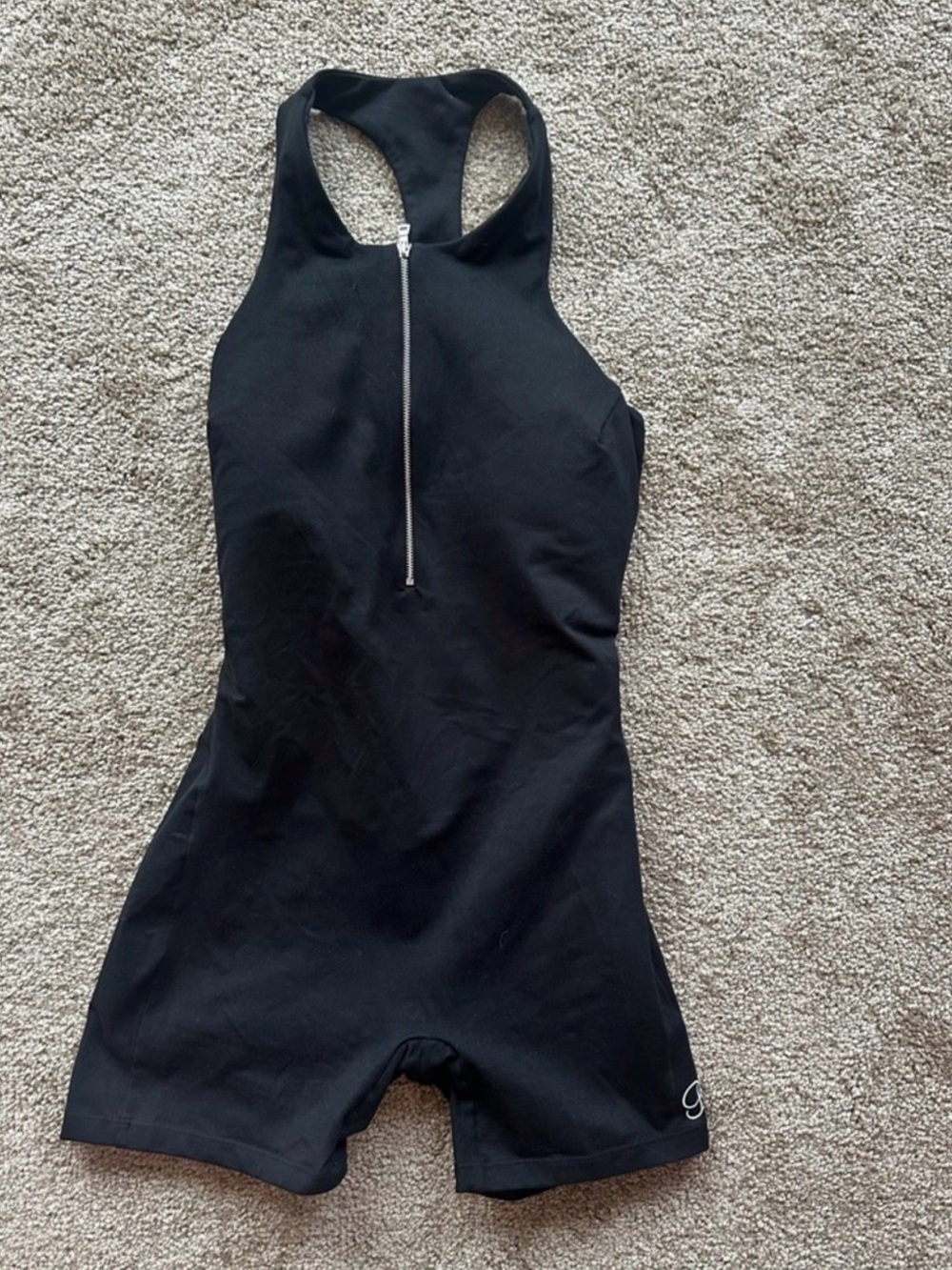 Bombshell Sportswear Bodysuit Shorts Racerback Zip-Front